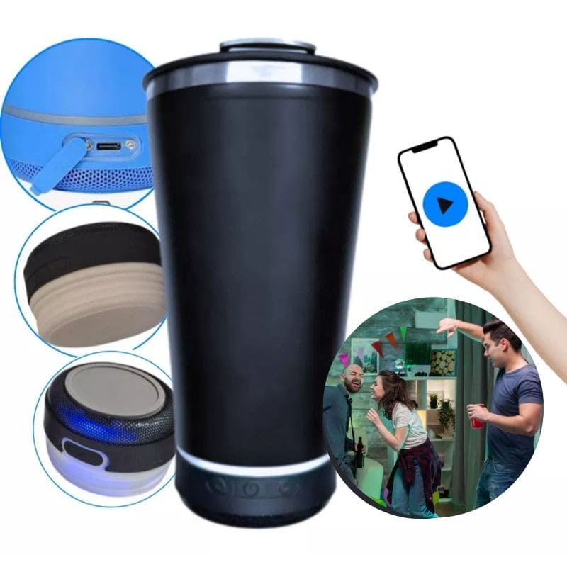 Vaso Térmico Bluetooth con Música 🎶 y Destapador 🍻 – Combo Perfecto!