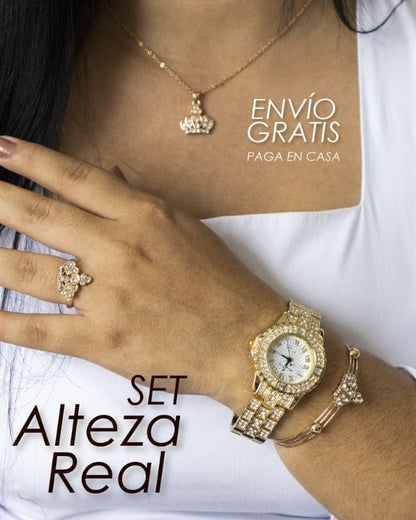 Oferta Imperdible!🔥CONJUNTO DE LUJO 5 PIEZAS - Reloj, Pulsera, Collar, Anillo y Pendientes