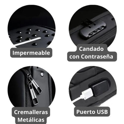 BOLSO INTELIGENTE ANTIRROBO - CARGAMENTO USB 3.0 EN FIBRA DE CARBONO ✅